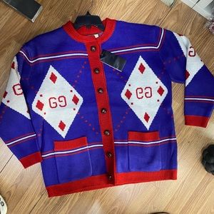 Designer Inspired GG Oversize Button Front Cardigan Sz L /XL